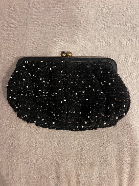 J. Crew Handbags - Jcrew black & white tweed clutch purse